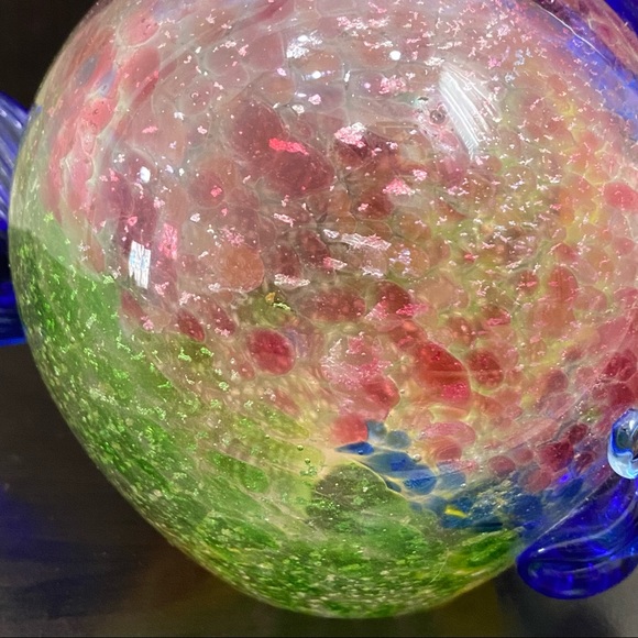 Vintage Rare Murano Glass SIGNED Puffer Fish Silver Speckled Art Glass Sculpture - Picture 10 of 15